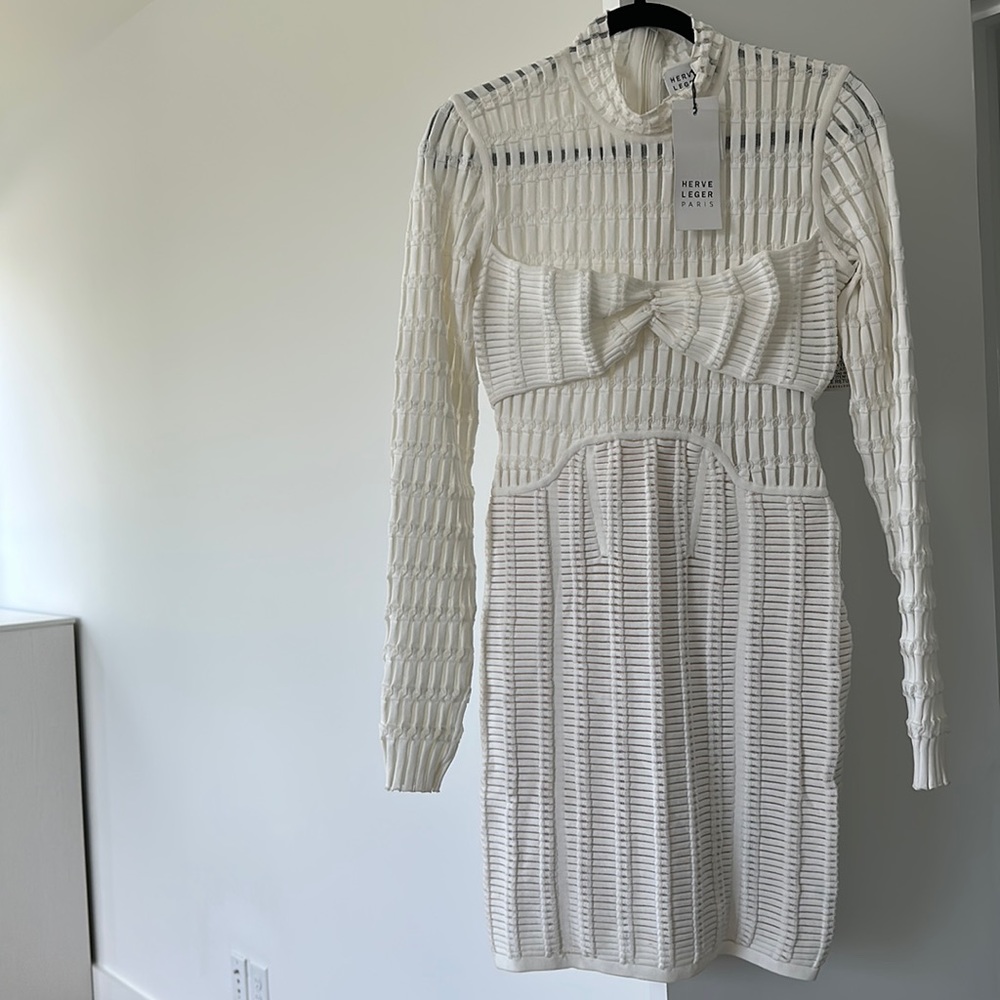 Only worn once Herve Leger all white designer dress